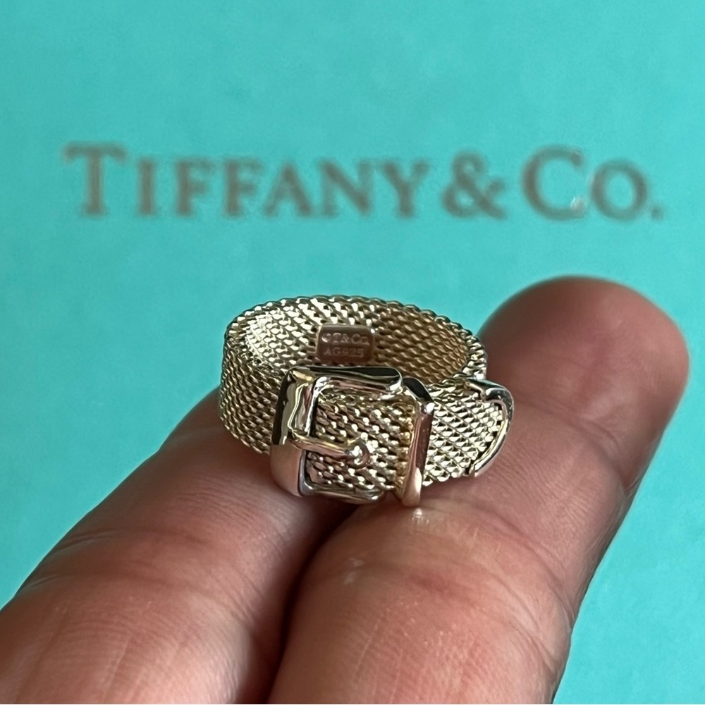 Tiffany & Co. Silver Somerset Mesh Buckle Ring
